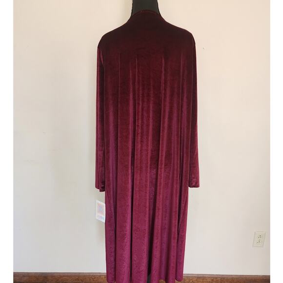 Lularoe NWT Elegant Velvet Sarah Cardigan Burgundy - Picture 2 of 6